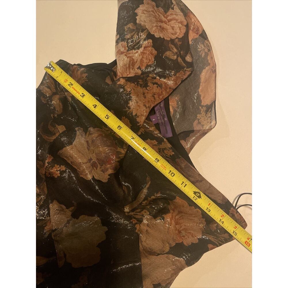 Ralph Lauren Collection Evening Gown Chiffon Floral Silk Maxi Dress Ruffle 0 $4K - Picture 10 of 11
